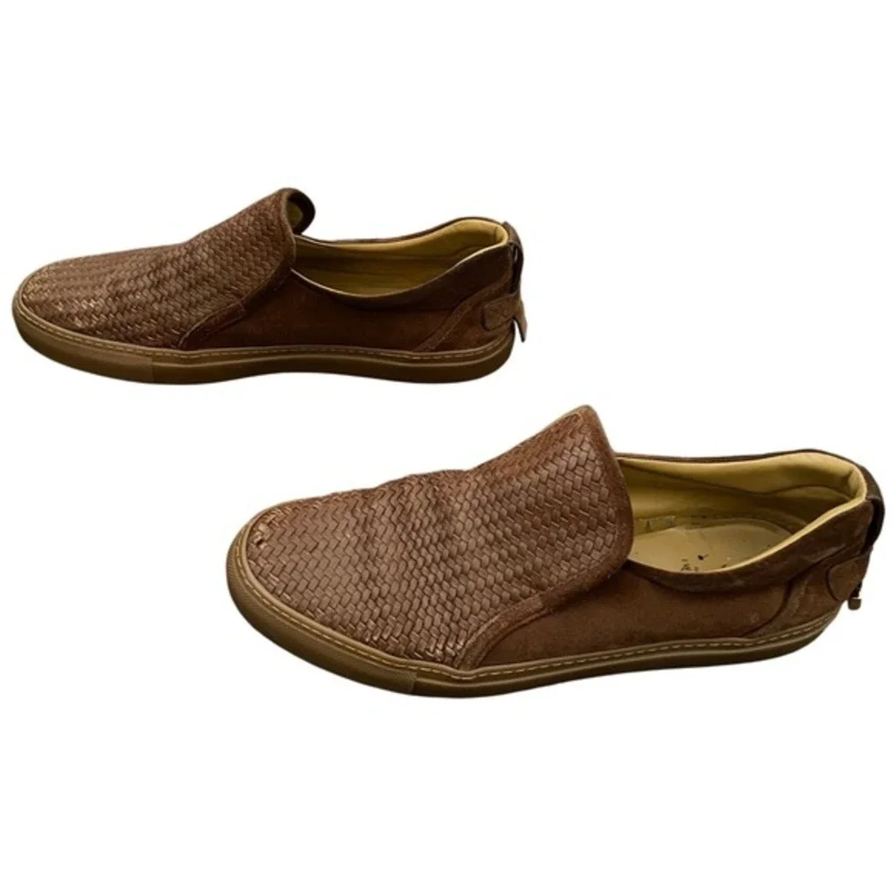 BUSCEMI‎ Mens Brown Woven Leather Suede Slip On Loafers Italy 48 Quiet Luxury